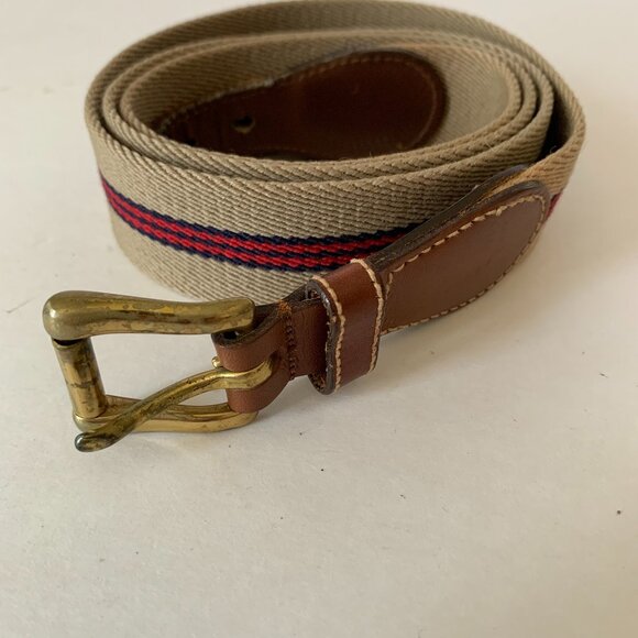 Dooney & Bourke Other - Dooney & Bourke Belt Mens Size 42 Brown Leather Tan Wool Made USA Golf Casual